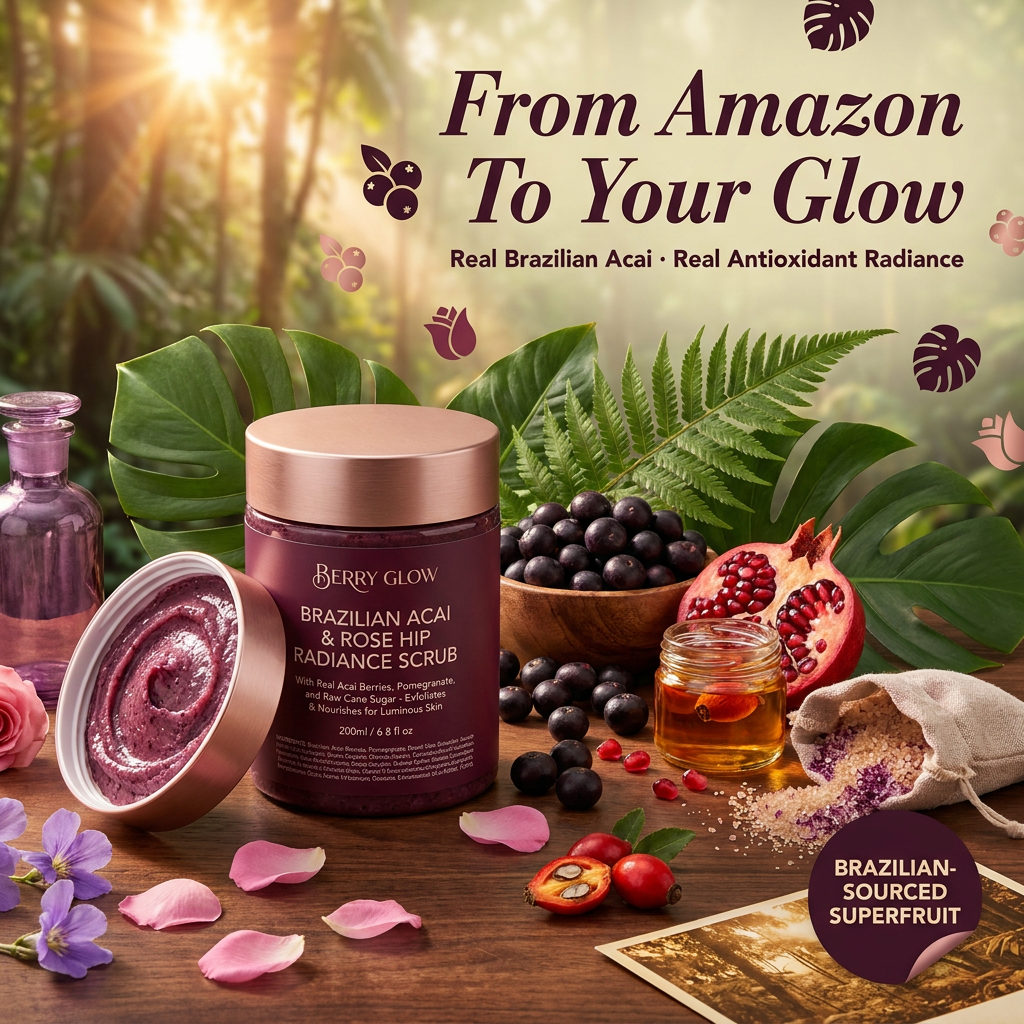 OEM Acai Berry Pomegranate Body Scrub with Brazilian Sugar Antioxidant Polish for Dry Skin 250g Wholesale Private Label
