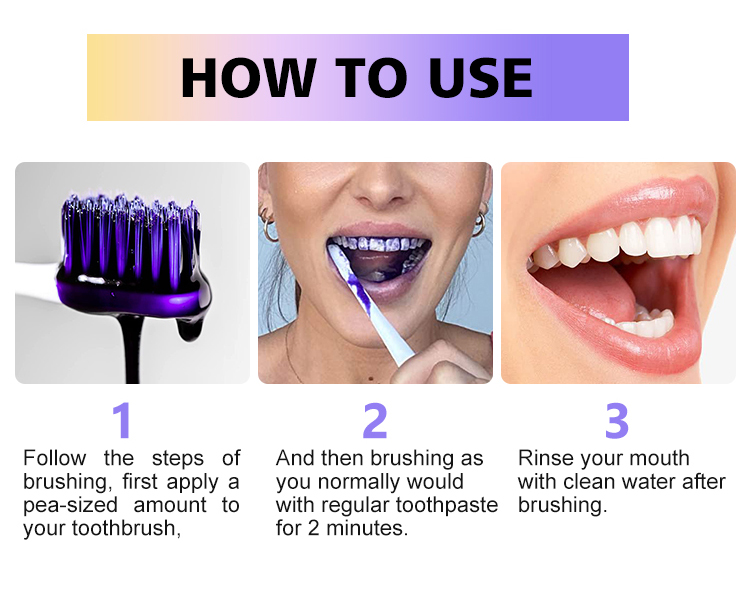 Private Label Premium Oral Care 30ml Travel Size Brightening Serum Purple Toothpaste with Chemical Ingredients for Home Use