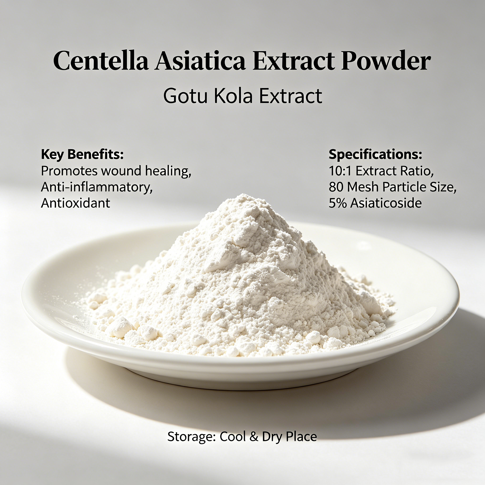 Centella Asiatica Extract Powder 99% Cosmetic Raw Material | Natural Skin Repair &amp; Soothing Ingredient for Skincare Formulations