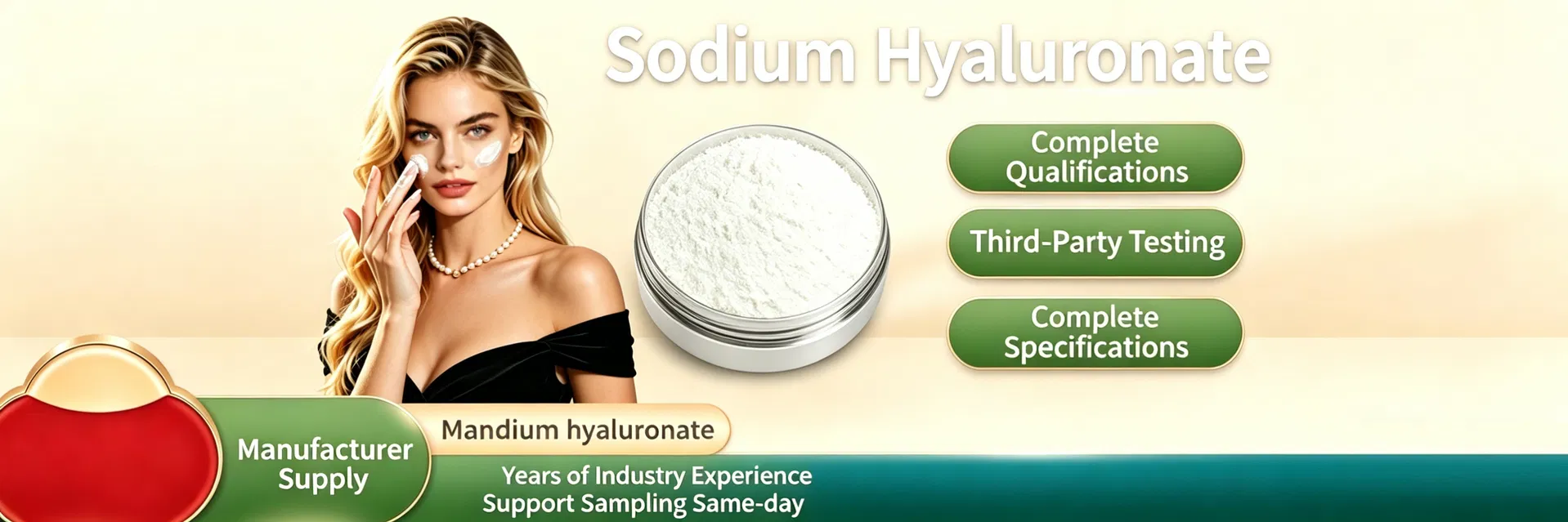 Low Molecular Sodium Hyaluronate, Easy Absorption Dry Skin Improving Rejuvenation Cosmetic Ingredient