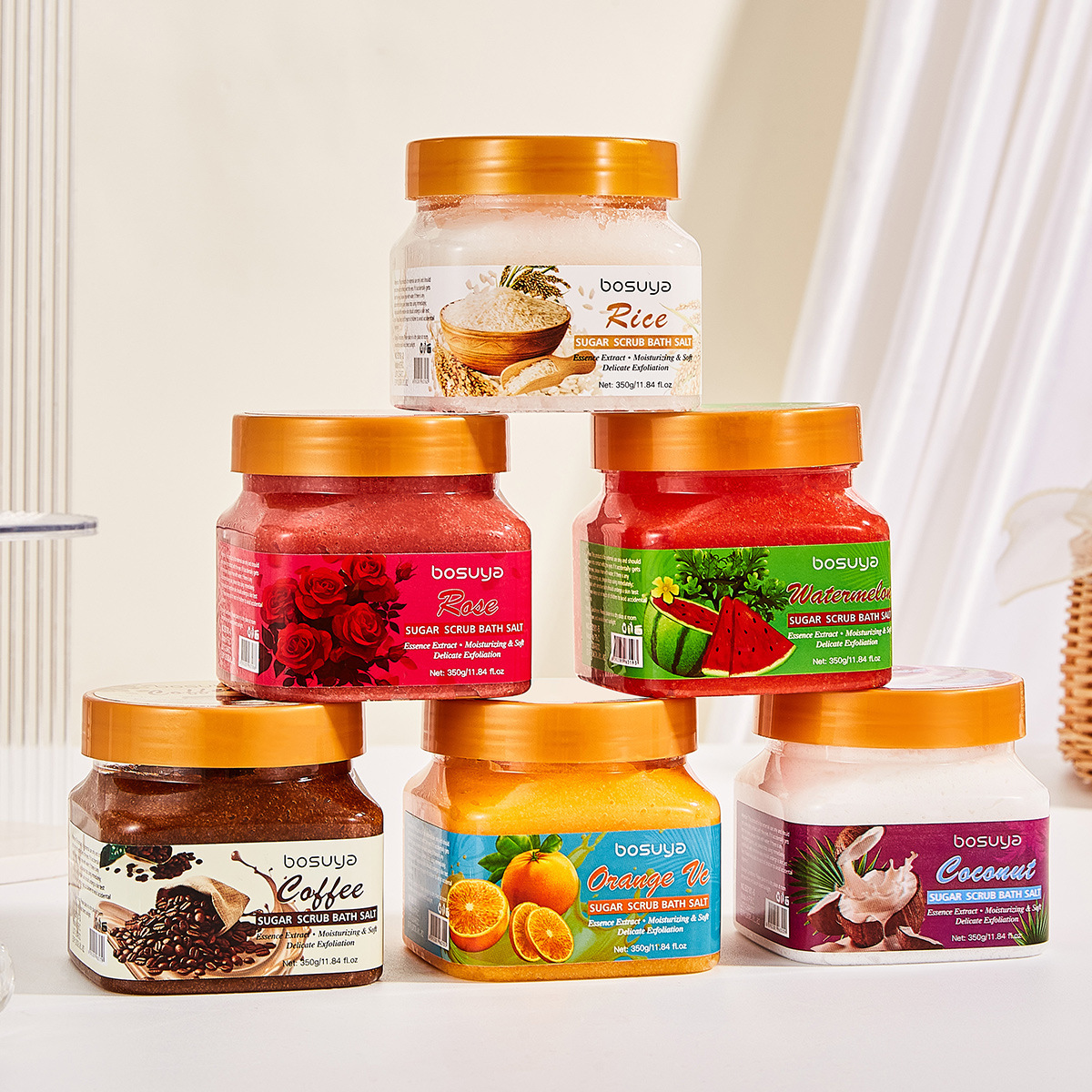 Private Label OEM Natural Sugar Scrub Body Exfoliator Salt Coffee Rose Coconut Fruit Scent Moisturizing Skin Care Wholesale