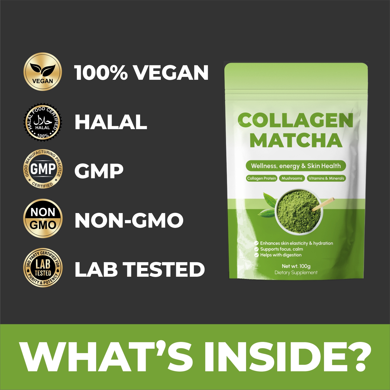OEM Marine Collagen Peptides Powder 5000mg Skin Glow Hair Nails 300g Hydrolyzed Collagen ANTI-Aging Hair Nails Mactcha Powder