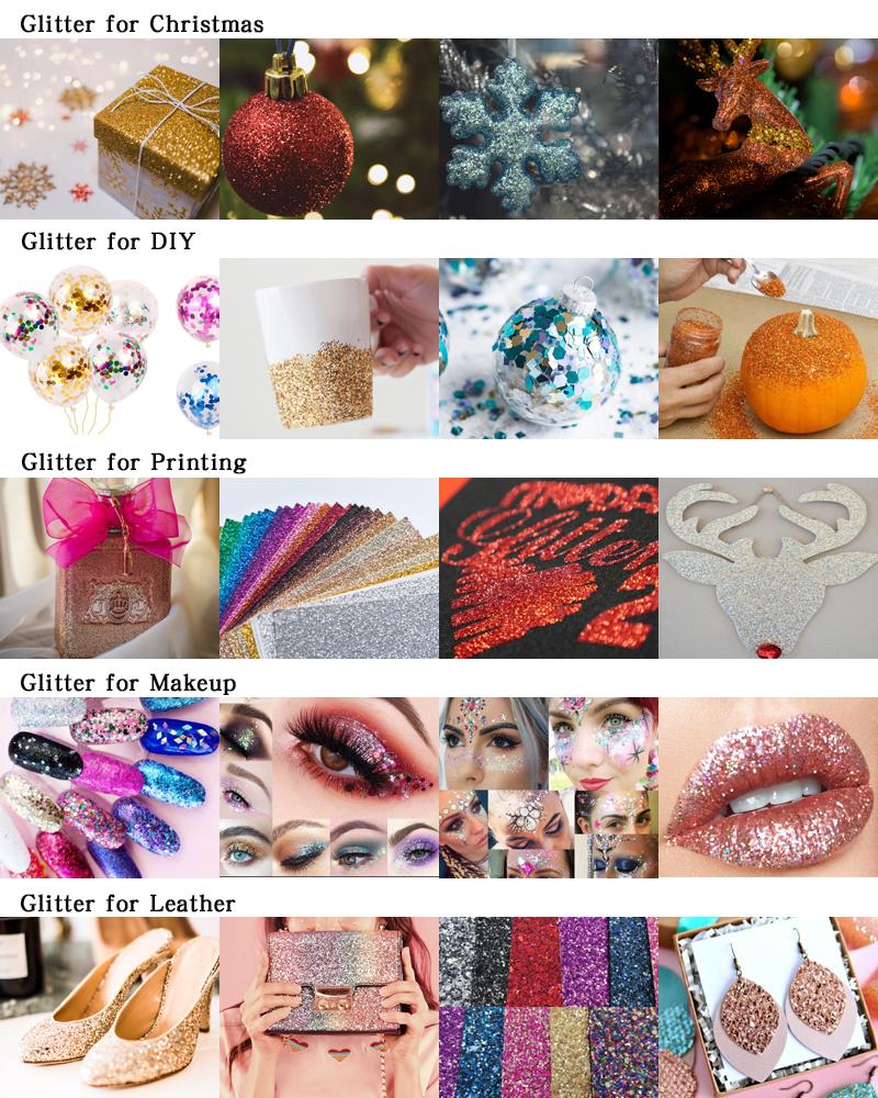 Glitter Powder Applications Display
