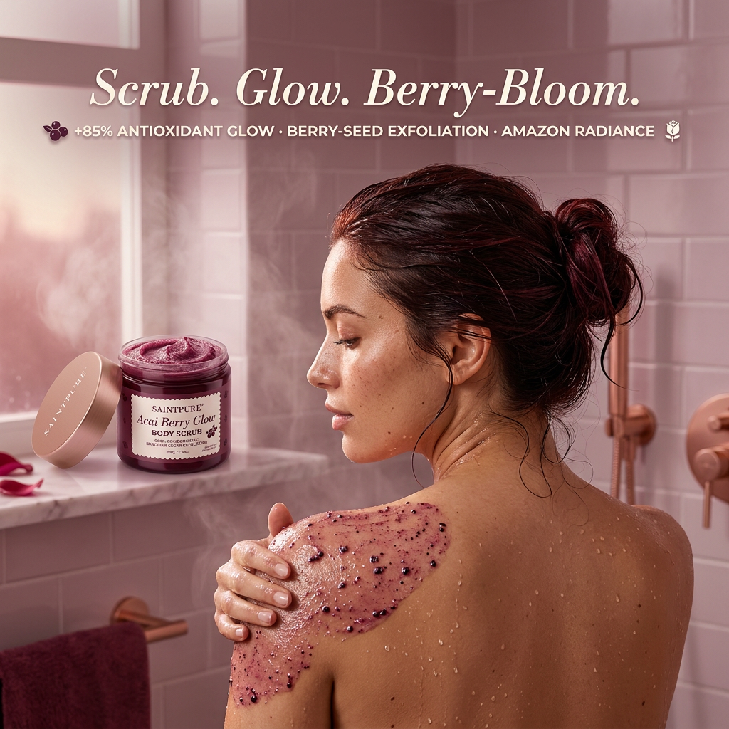 OEM Acai Berry Pomegranate Body Scrub with Brazilian Sugar Antioxidant Polish for Dry Skin 250g Wholesale Private Label