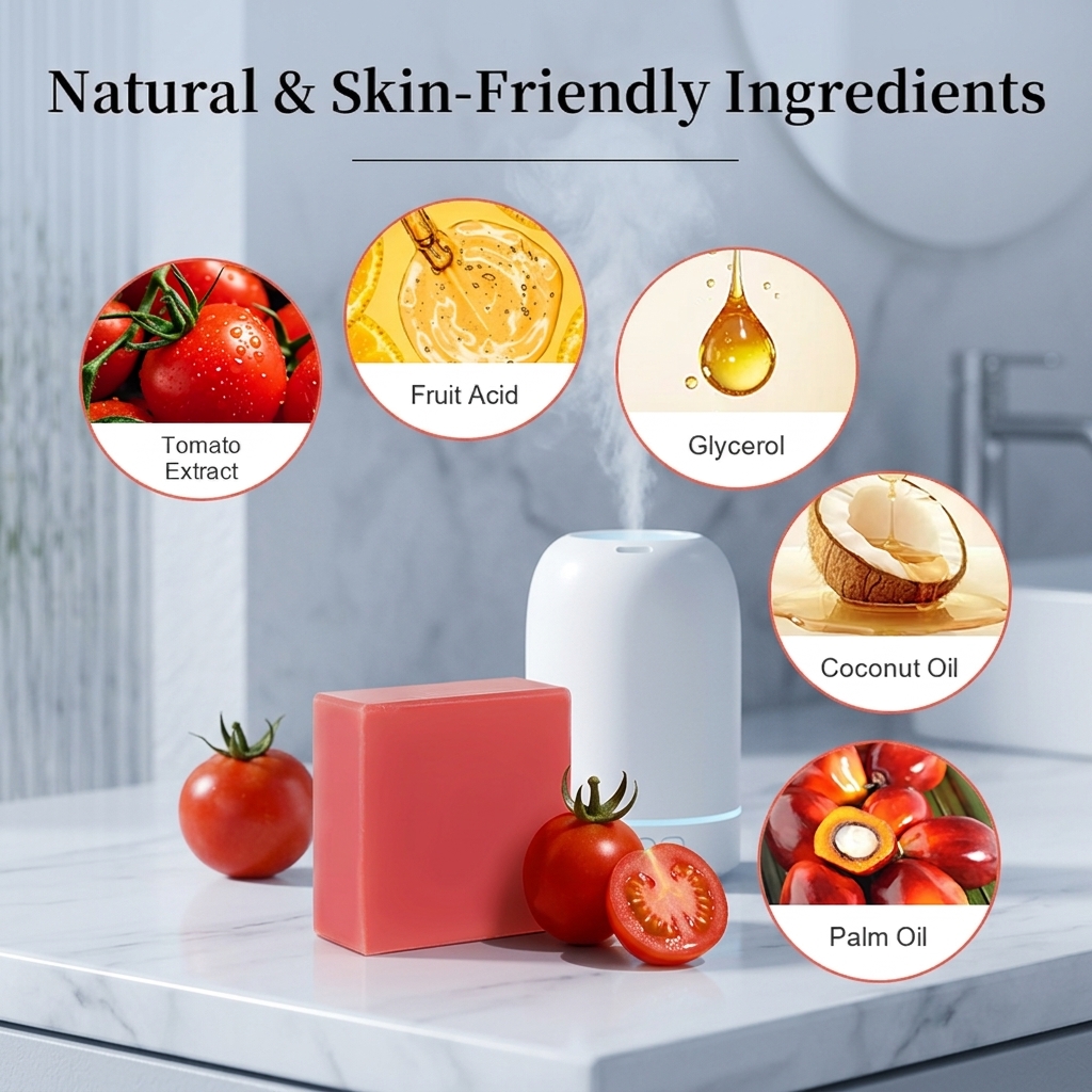 Beauty Skin Lightening Natural Nourishing Cleaning Moisturizes Bar Sustainable Private Level Tomato Soap Whitening