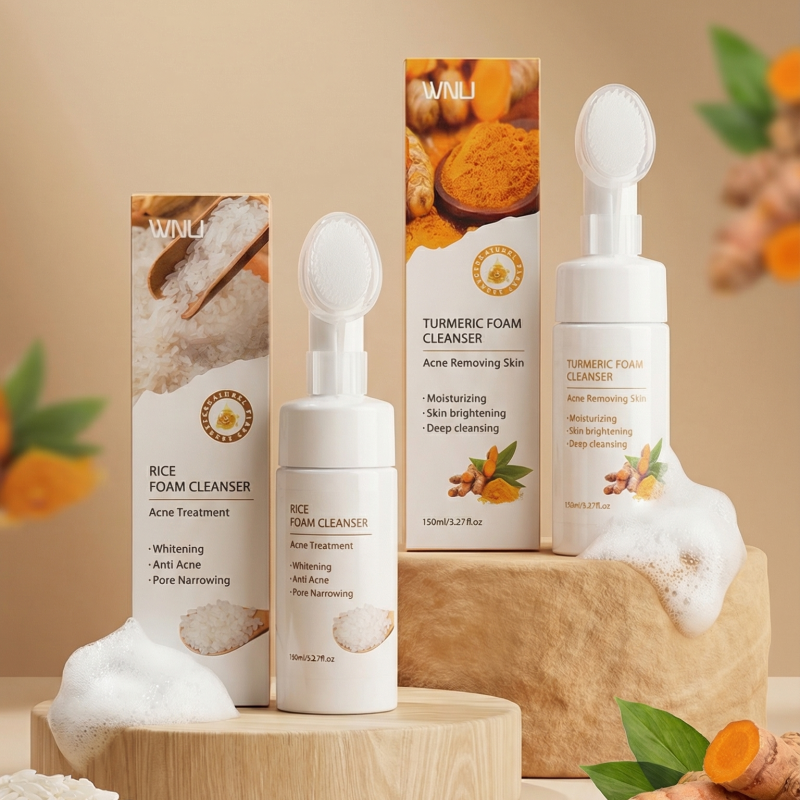 WNU OEM Turmeric Whitening Foam Cleanser Deep Cleansing Oil-free Moisturizing Brightening Facial Cleanser