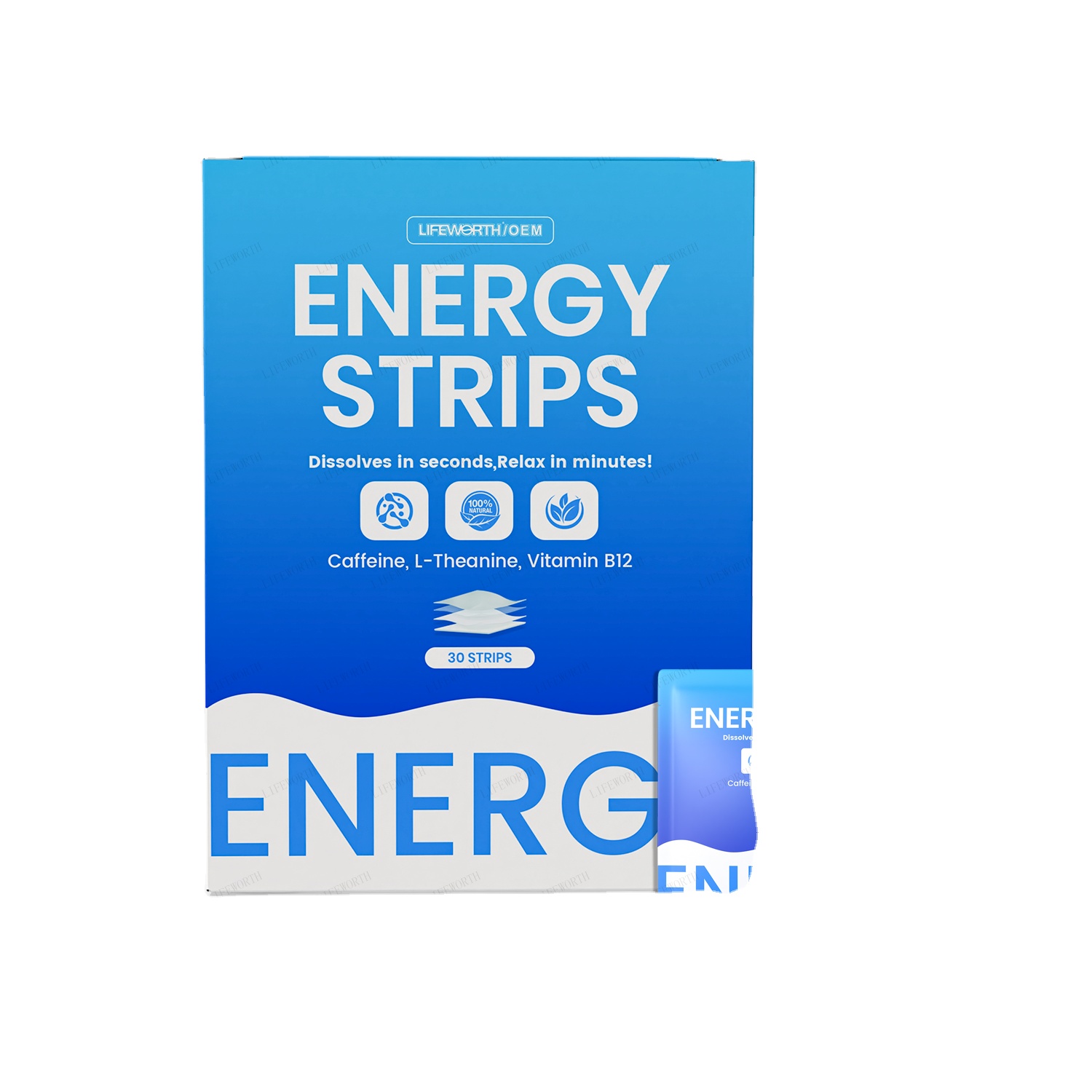 Lifeworth Cool Mint Pocket Portable Fresh Breath Energy Oral Strips Dissolve Instantly With Caffeine,Vitamin B6 And B12