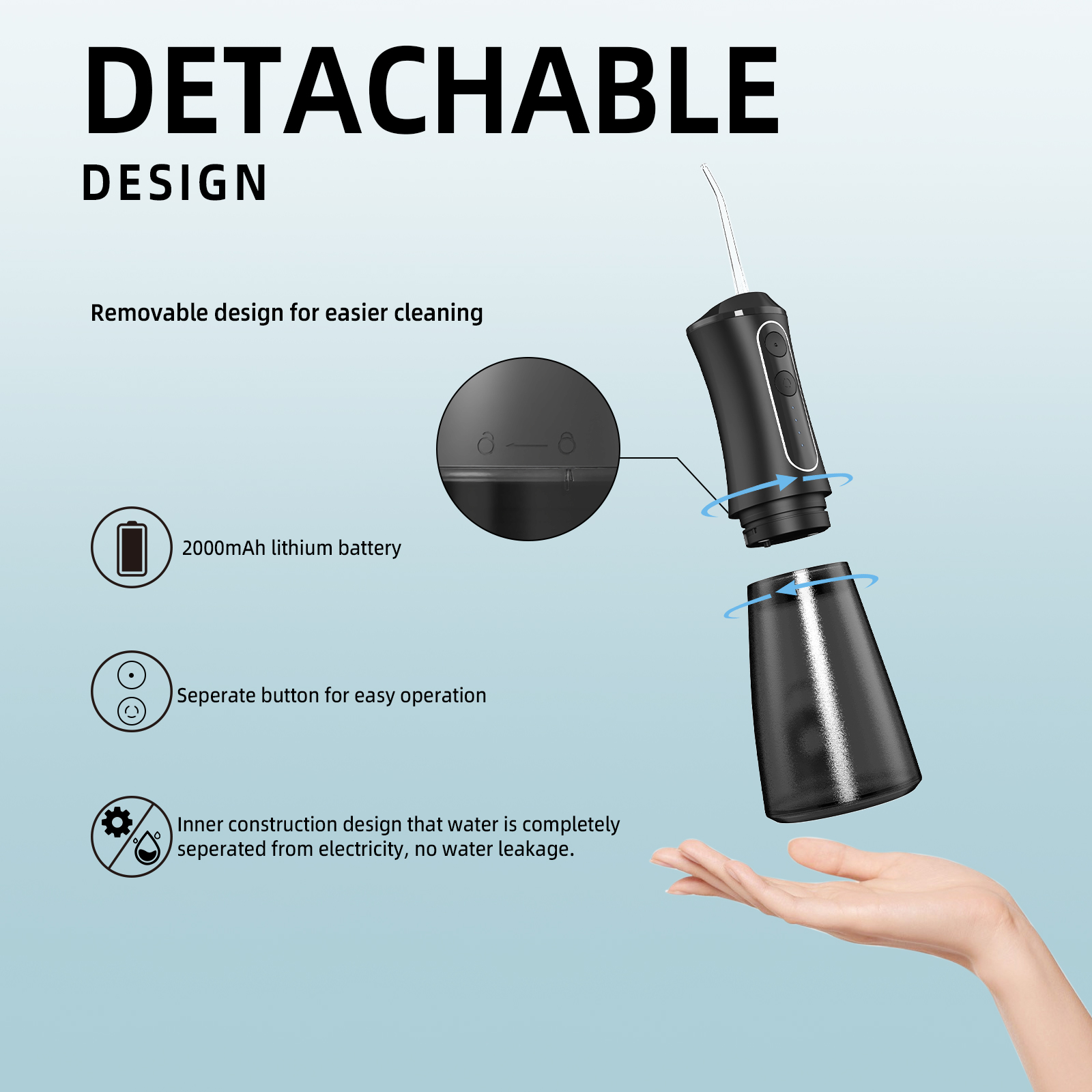 Portable Cordless Water Flosser With Rechargeable Oral Irrigator New Product For Teeth Cleaning USB/Battery Powered
