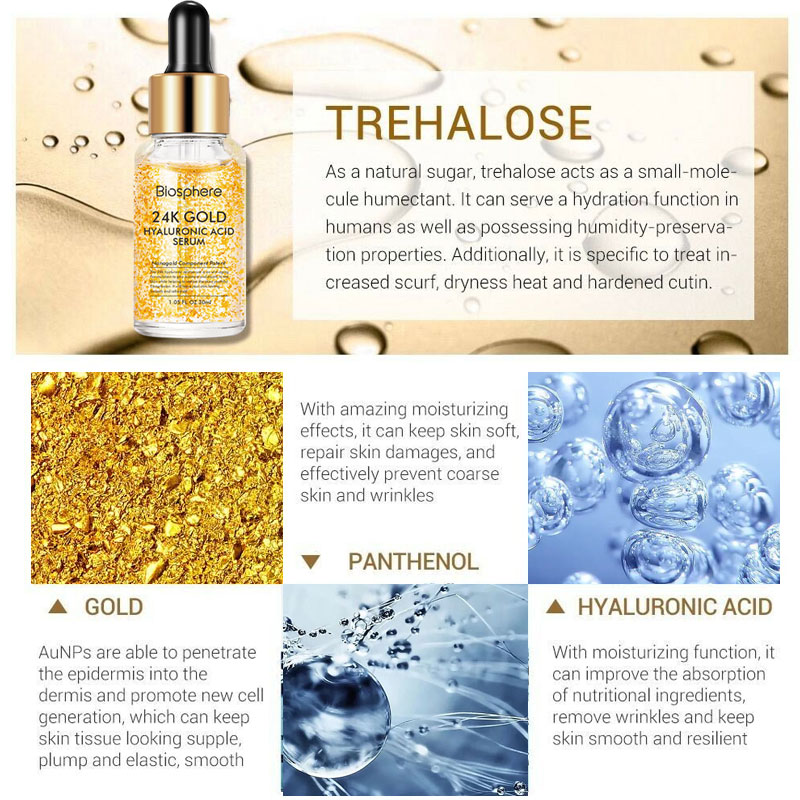 Wholesale Face Hyaluronic Acid Snail Whitening Korea Luxury Radiance And Anti-Aging Primer 24K Serum Gold