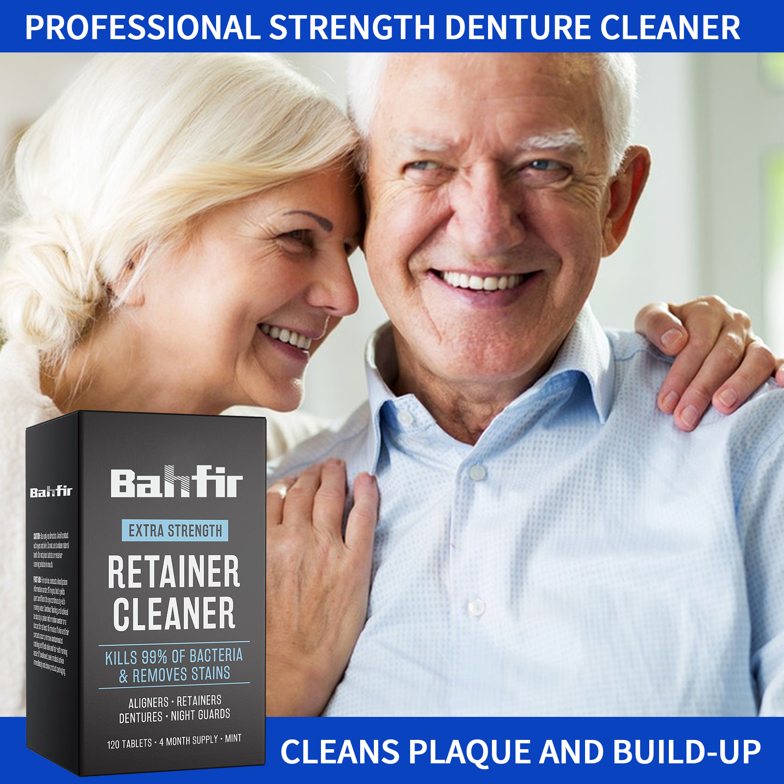 Excellent Quality Denture &amp; Aligner Cleaning Tablets Fresh Mint Flavor Natural Ingredients 120 Pieces Deep Cleaning Oral Care