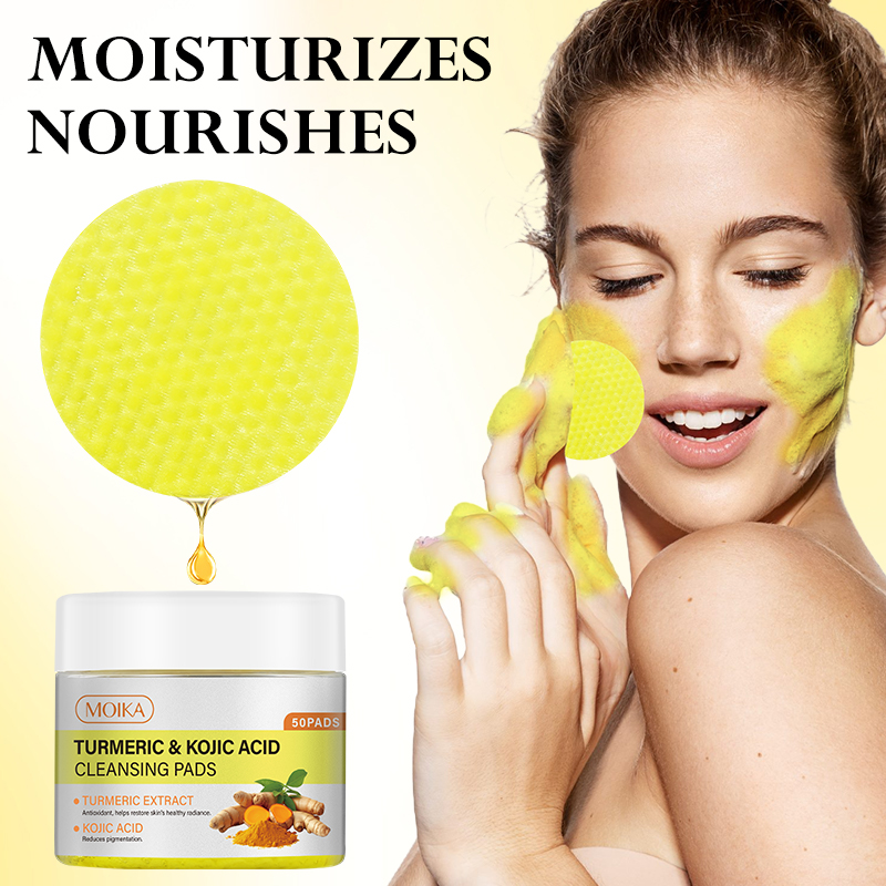 Turmeric &amp; Kojic Acid Facial Cleansing Pads 125g/50pcs Oil Control Brightening Acne Care Exfoliating