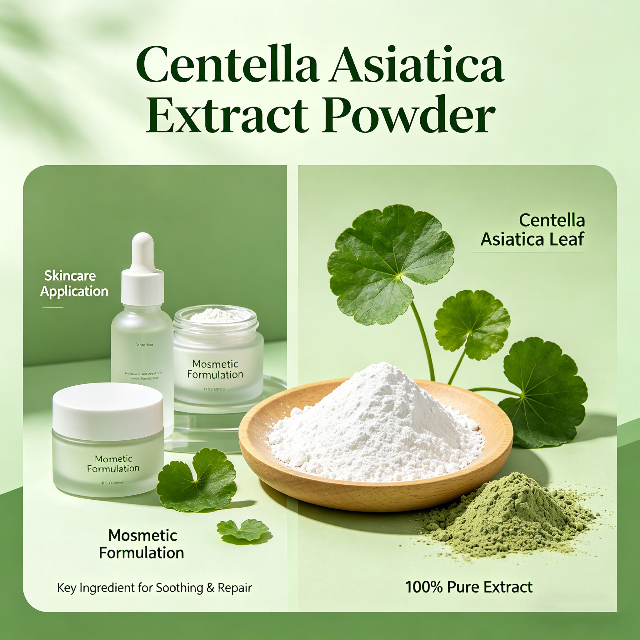 Centella Asiatica Extract Powder 99% Cosmetic Raw Material | Natural Skin Repair &amp; Soothing Ingredient for Skincare Formulations