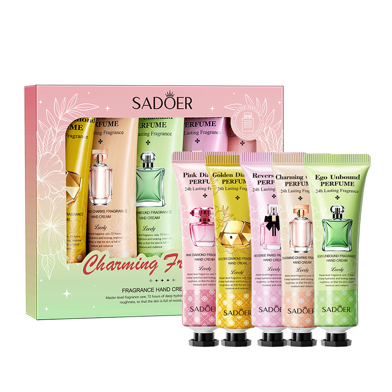 SADOER Perfume Whitening Glycerin Hand Cream Set 30g*5 Autumn Winter Moisturizing Factory Wholesale in Stock
