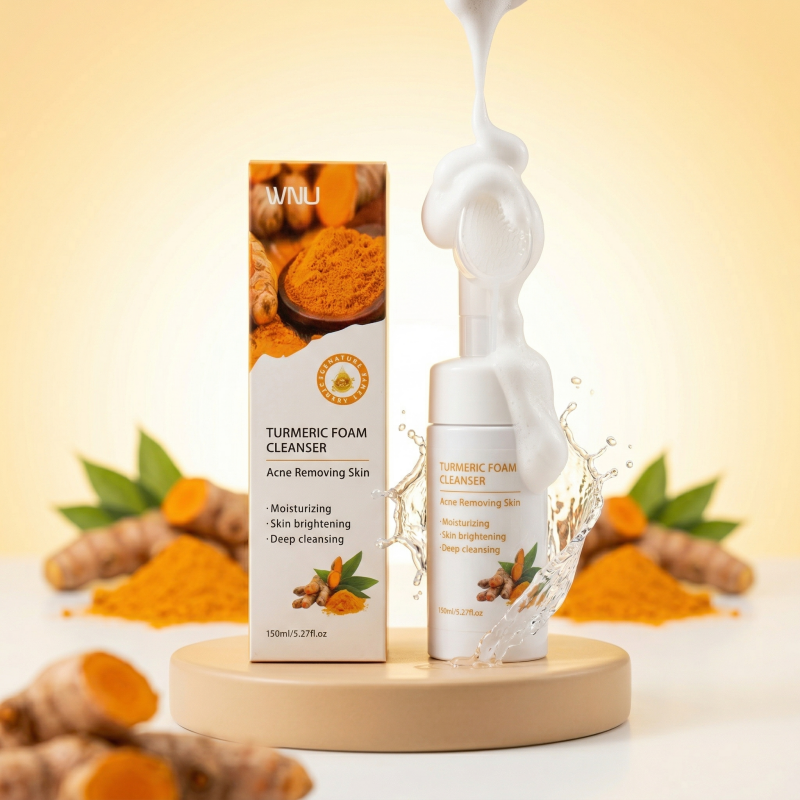 WNU OEM Turmeric Whitening Foam Cleanser Deep Cleansing Oil-free Moisturizing Brightening Facial Cleanser
