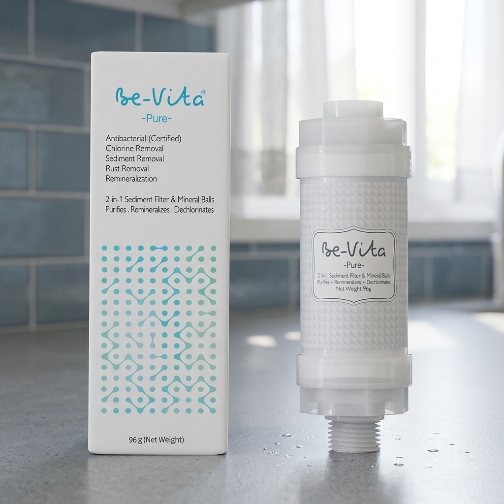 Made In Korea Bevita PURE Shower Filter With Antimicrobial Certificate Mineral Balls Chlorine &amp; Impurity Removal BPA-Free