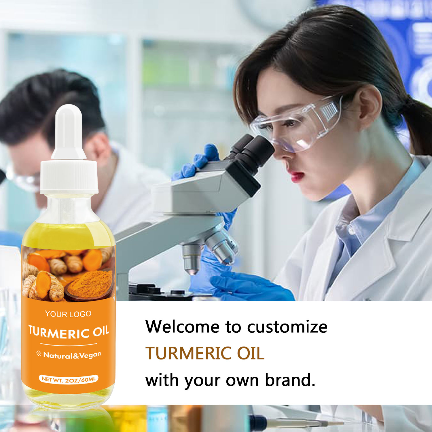 2oz (60ml) Private Label Turmeric Facial Serum Moisturizing Body Hair Oil Brightening Skin Pore Shrinking Main Olive Oil