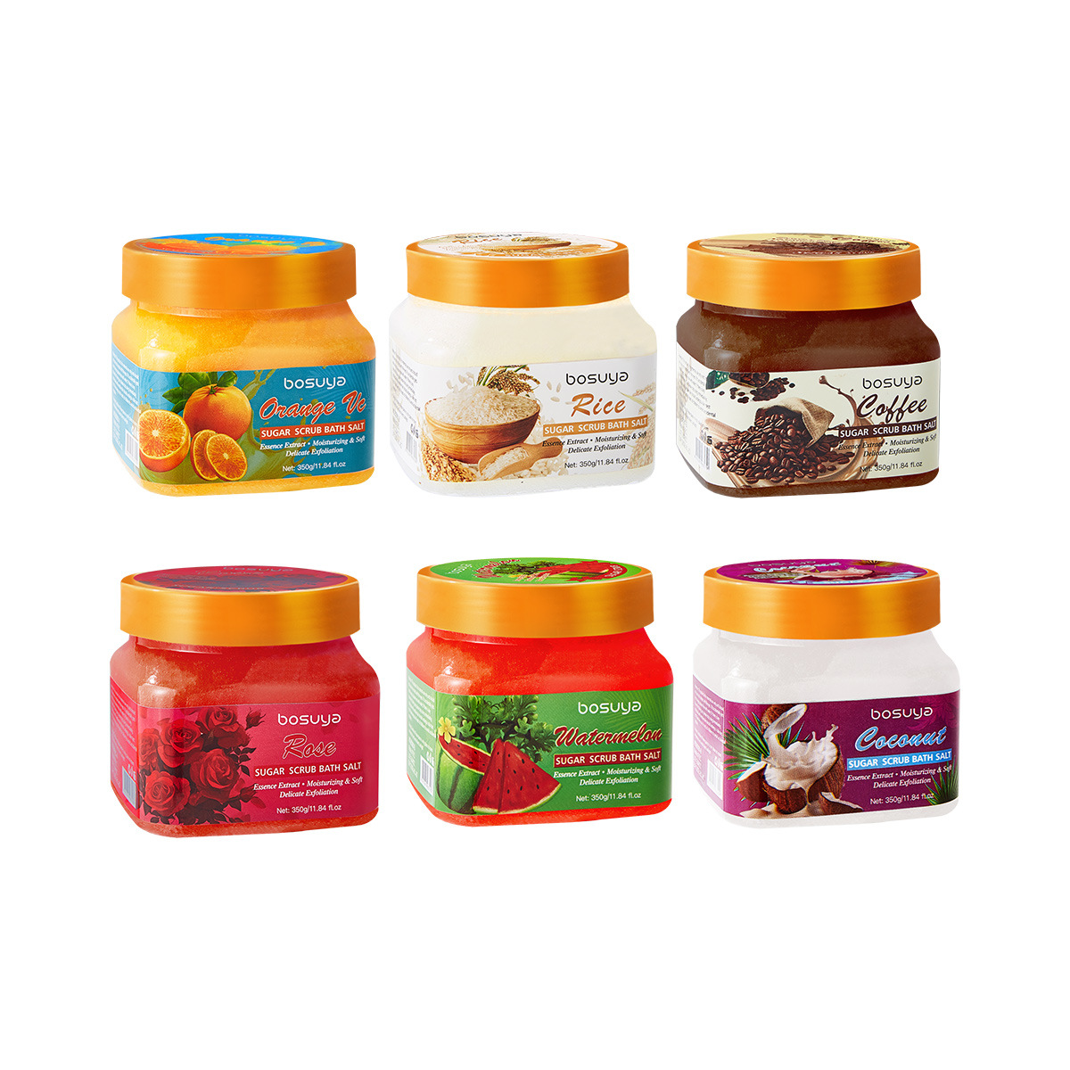 Private Label OEM Natural Sugar Scrub Body Exfoliator Salt Coffee Rose Coconut Fruit Scent Moisturizing Skin Care Wholesale