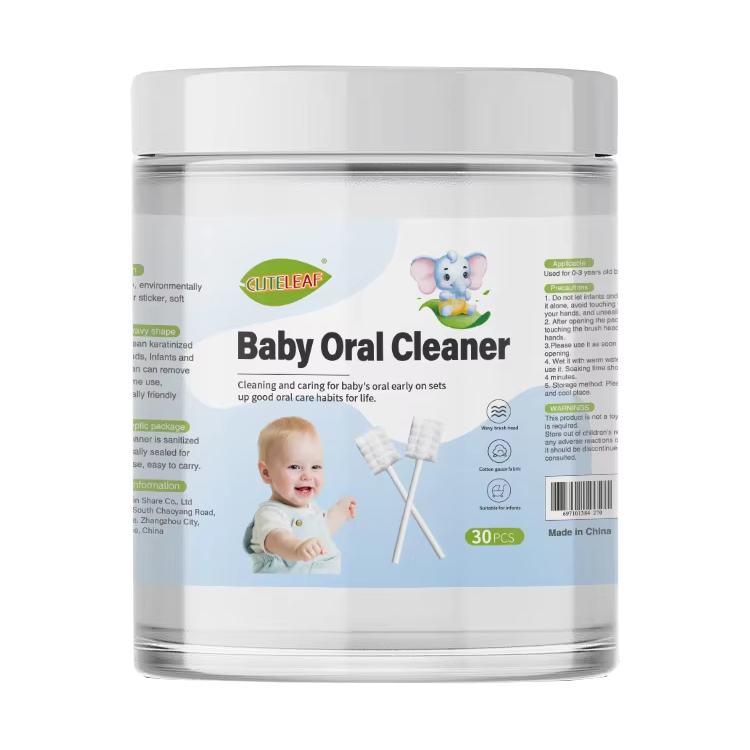Top Quality Factory Supply OEM Baby Brush Tongue Cleaner Soft Paper Rod Infant Oral Cleaning Swabs Baby Gauze Toothbrush