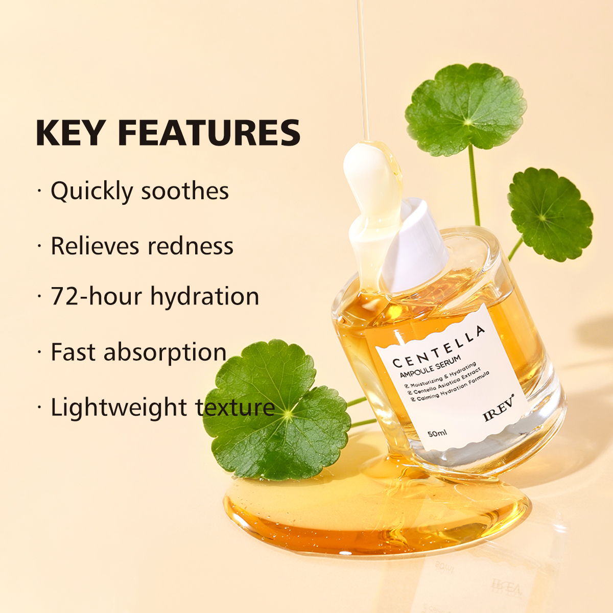 Private Label Madagascar Centella Asiatica Ampoule Facial Serum Soothes Acne Prone And Sensitive Skin