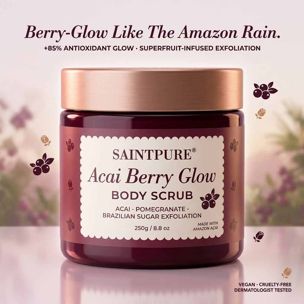 OEM Acai Berry Pomegranate Body Scrub with Brazilian Sugar Antioxidant Polish for Dry Skin 250g Wholesale Private Label