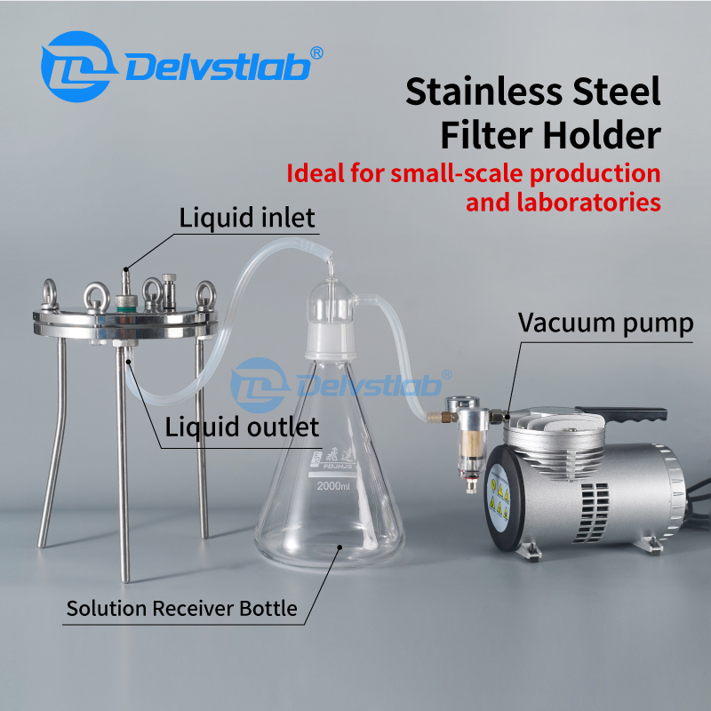 150mm 316 Stainless Steel UV Ink Protein Medium Single Layer Vacuum Filter Lab Ink Filtration