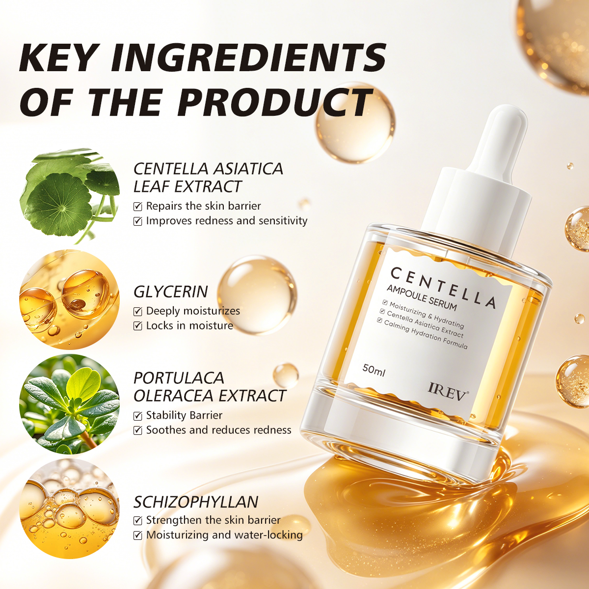Private Label Madagascar Centella Asiatica Ampoule Facial Serum Soothes Acne Prone And Sensitive Skin