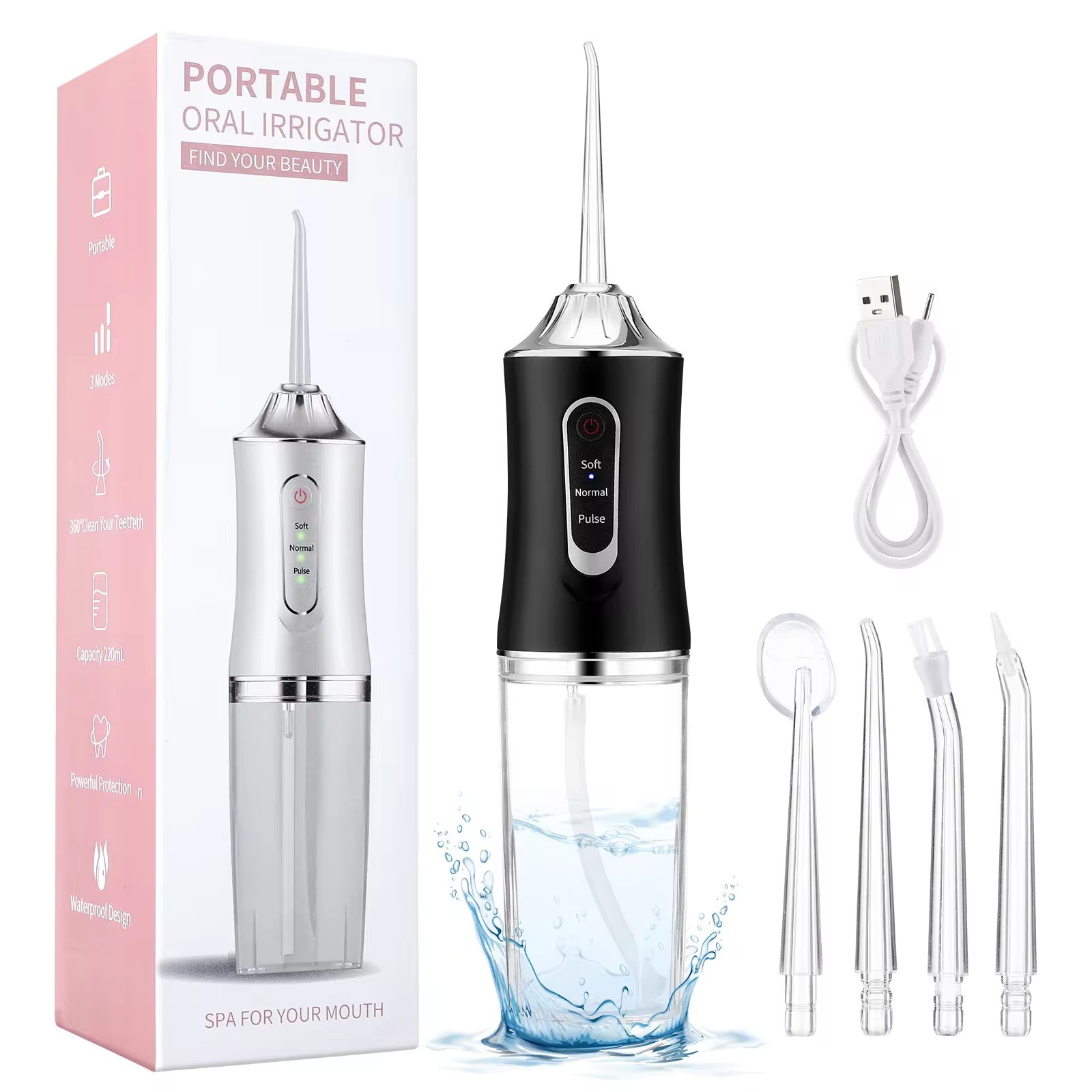 Portable Cordless Electric 220ml Water Tank Dental Irrigator IPX7 Waterproof Teeth Cleaning Oral Irrigator Home Cordless