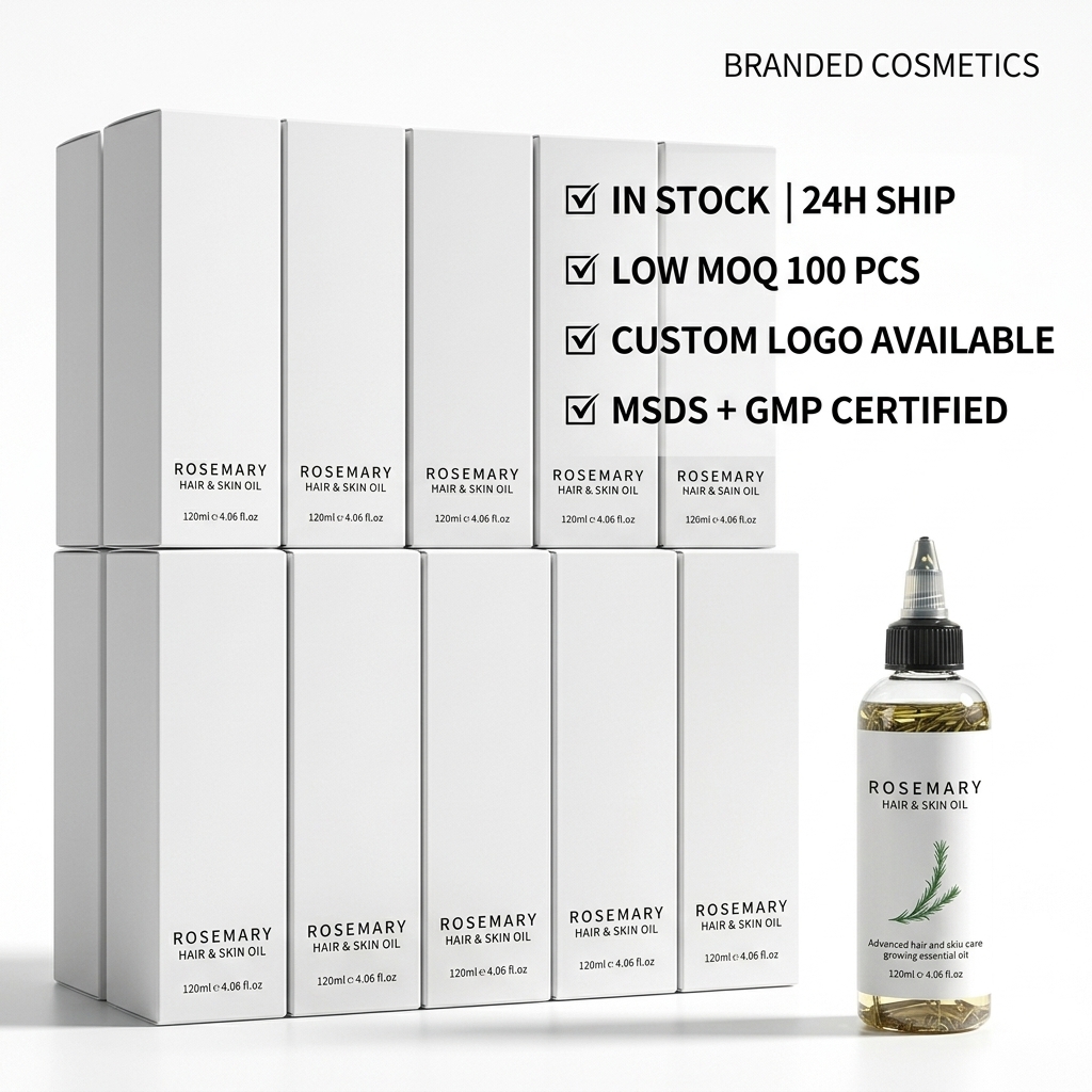 Wholesale In Stock Rosemary Hair Oil 100% Pure Natural Non Greasy Nourish Follicles Strengthening Low MOQ 100 Custom Logo