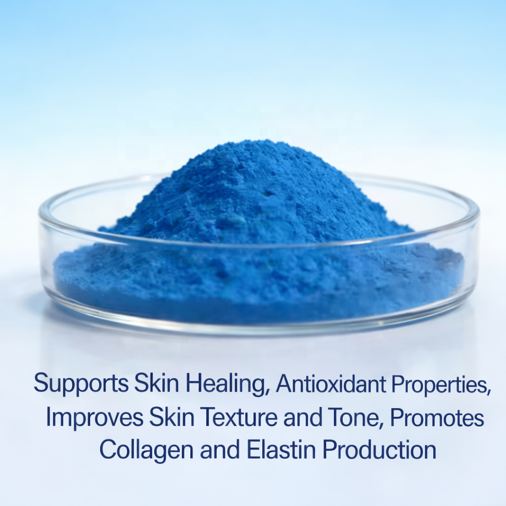 GHK-CU Copper Cosmetic Raw Material High Purity CAS 49557-75-7 Blue Color