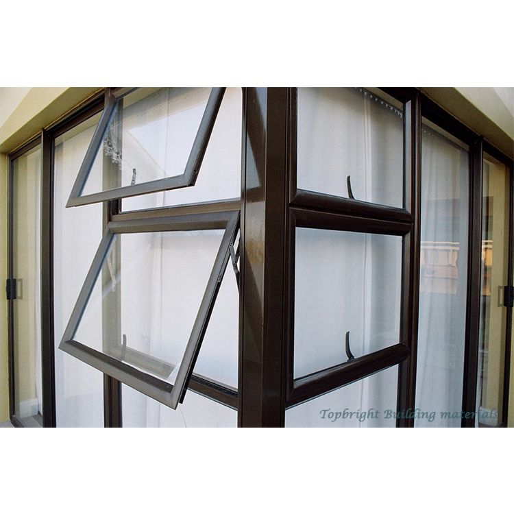 House Top Hung Window Glass Weatherproof Manual Ventilation Effect Aluminum Awning Window