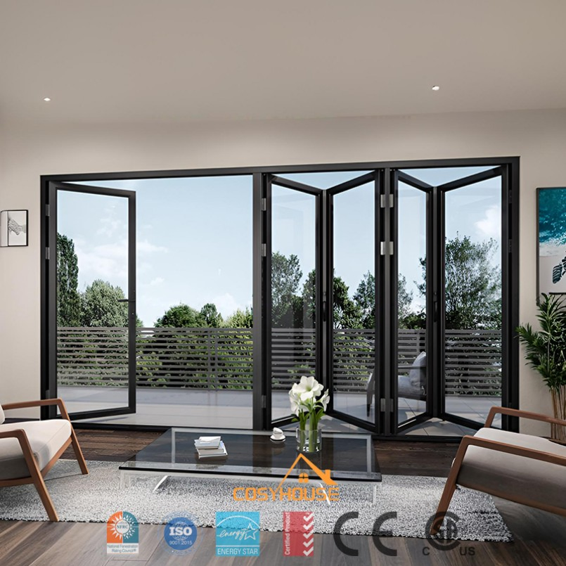 Luxury Aluminum Folding Windows Modern Bifold Window System for Villa and Residential Building Exterior Design