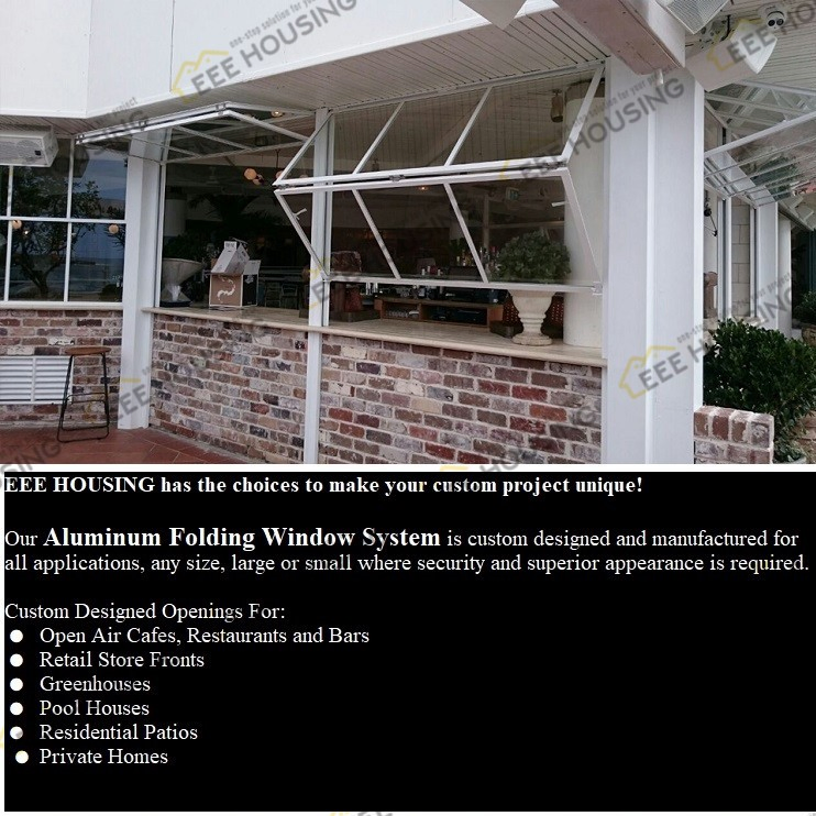 High-Quality Concession Window for Commercial Bifold Glass Window Folds up and out