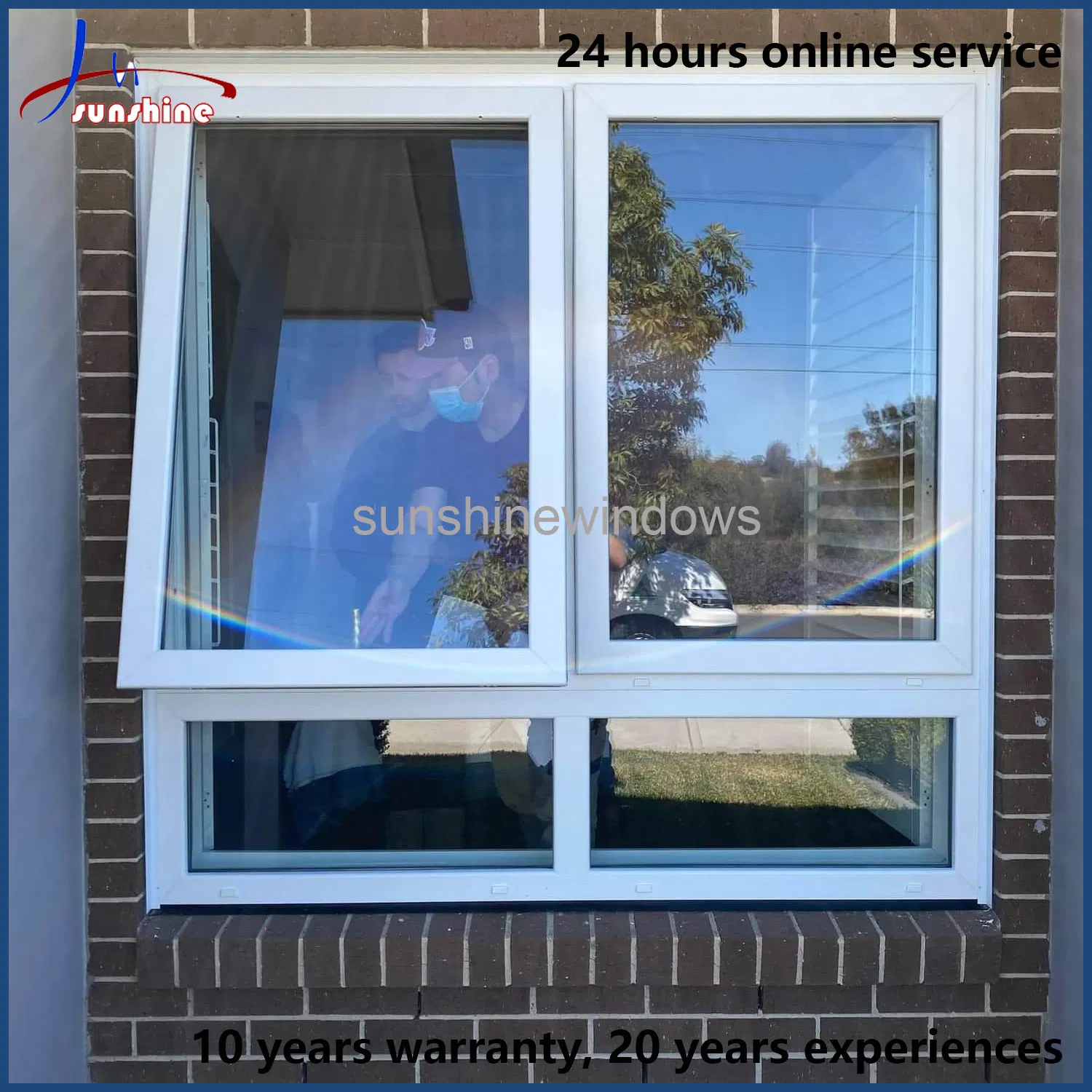 Outward Opening Durable Hopper Window Smart Design White UPVC Awning Window