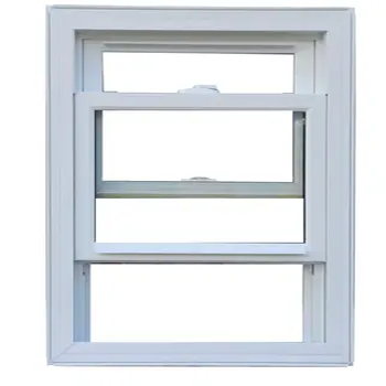 White PVC Frame Vinyl Double Hung Windows Double Tempered Glazed Vertical Sliding Window with Screen