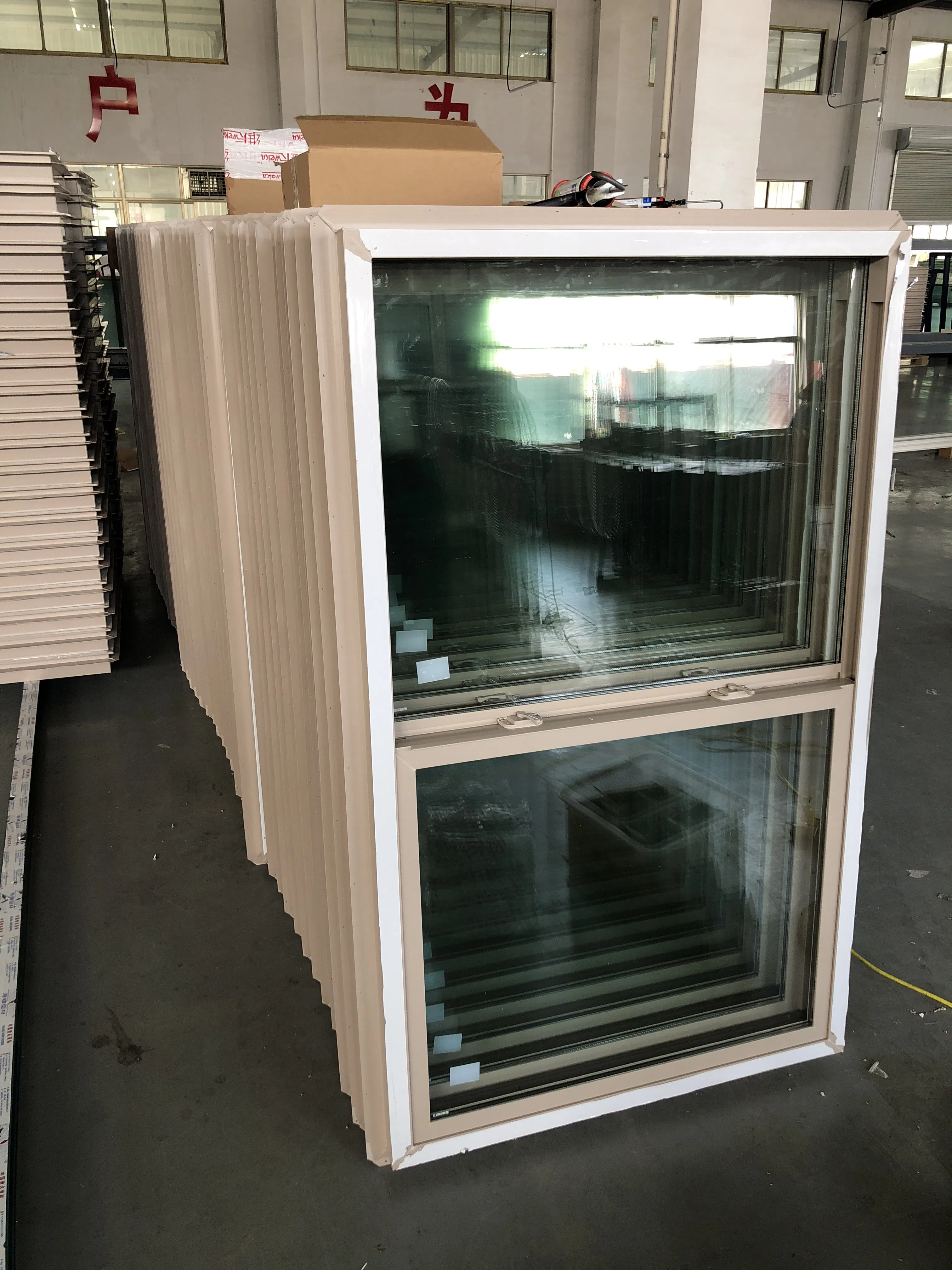 White PVC Frame Vinyl Double Hung Windows Double Tempered Glazed Vertical Sliding Window with Screen