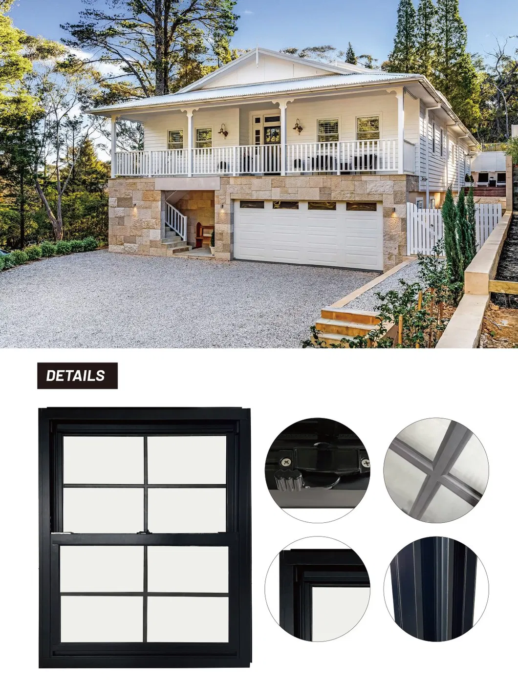 Aluminum Glass Double Hung Windows