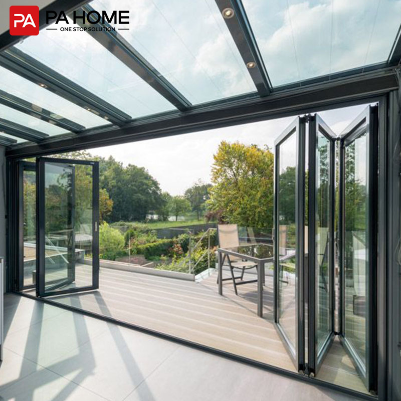 PA Soundproof Standard Glass Profile Aluminium Bifold Window and Door Folding Windows