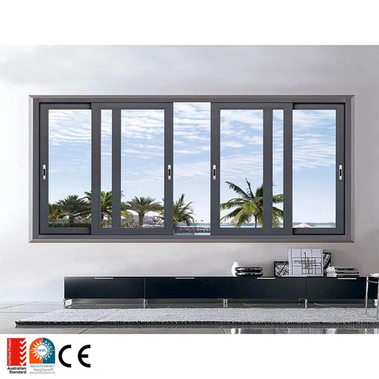 Luxury Residential Home Soundproof Panoramic Window View Fixed Window Double Glass Fixed Picture Aluminum Window