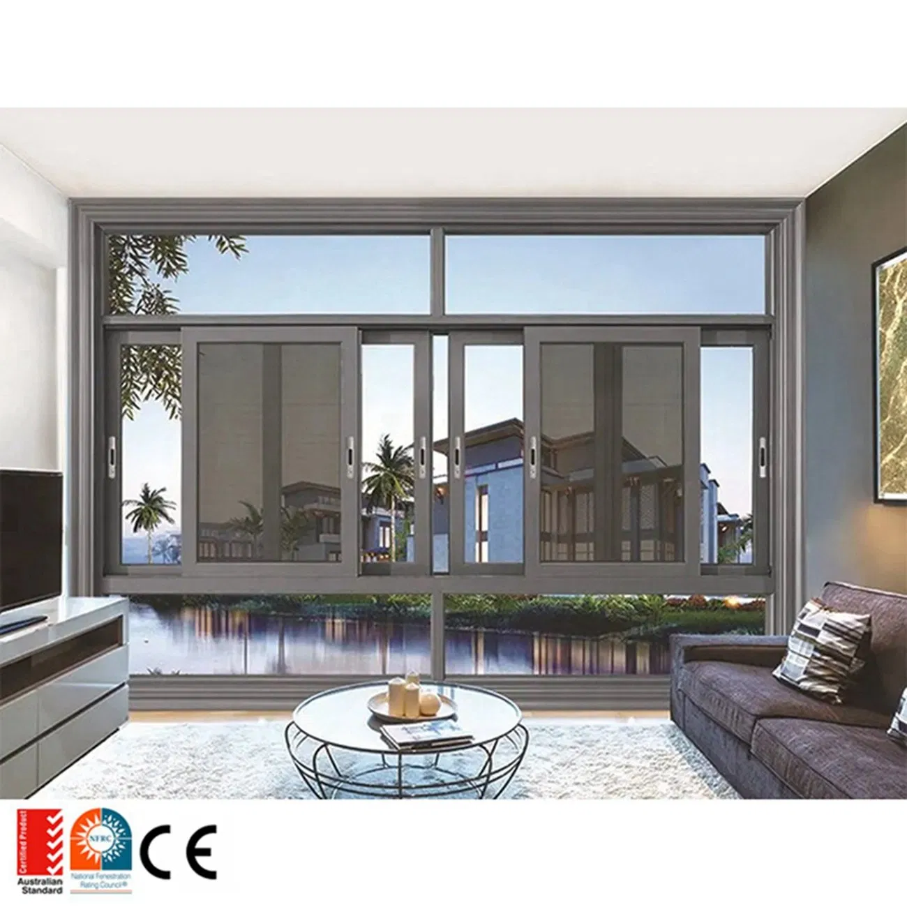 Luxury Residential Home Soundproof Panoramic Window View Fixed Window Double Glass Fixed Picture Aluminum Window