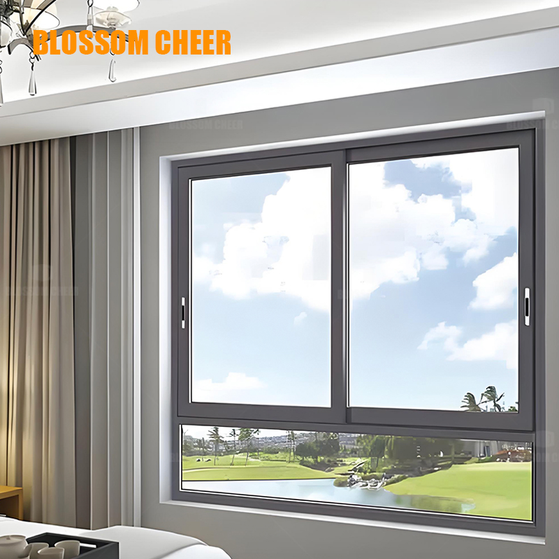 Factory Picture Windows with Shutters Aluminum Fixed Floor Ceiling Windows