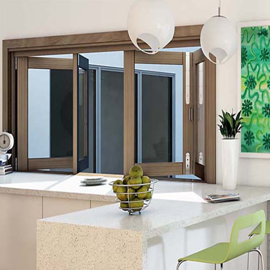 Residential Hurricane Impact Accordion Fold Windows Bifold Custom Tempered Glass Folding Aluminium Doors and Windows