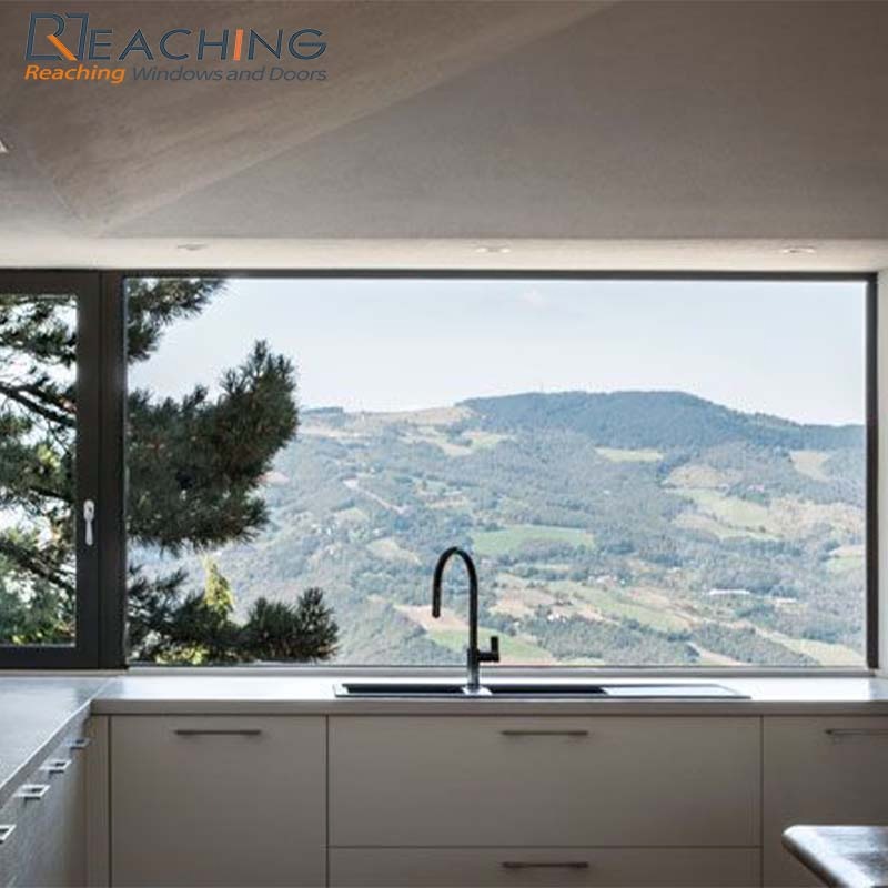 Aluminum Frame Big Fixed Picture Window Customize Double Tempered Glazing Window