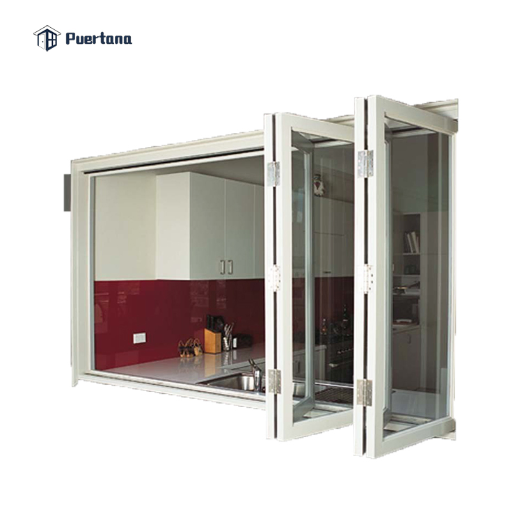 Aluminum Kitchen Glass Folding Window for Home Double Glazed Bifold Windows and Doors Aluminum Alloy