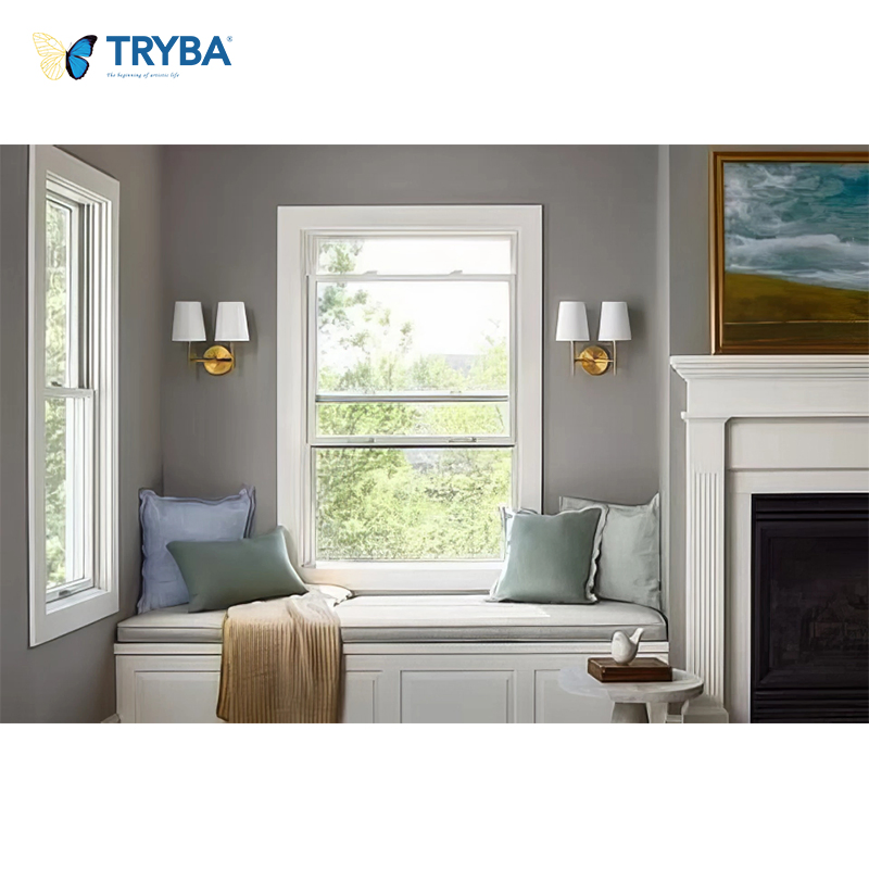 American Style Double Glazed Aluminum Single Double Hung Windows for Villa