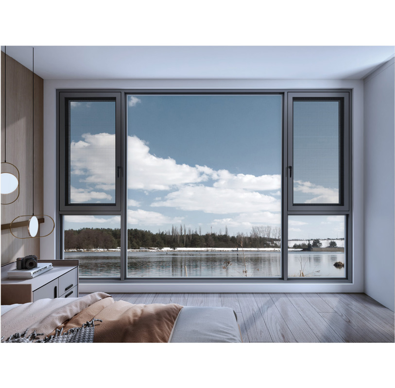 Factory Price Thermal Break Aluminum Casement Window with Insect Screen Window