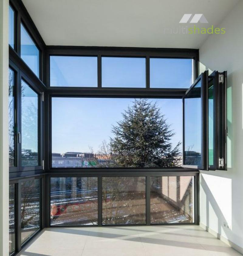 Multishades Chinese Factory Customizable Soundproof High Air Tightness Bi-Folding Aluminum Aluminium Window Double Glazing Glass