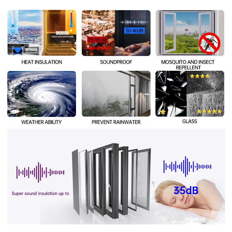 Eehe Custom Fixed Aluminium Windows with Quality Hopper Laminated