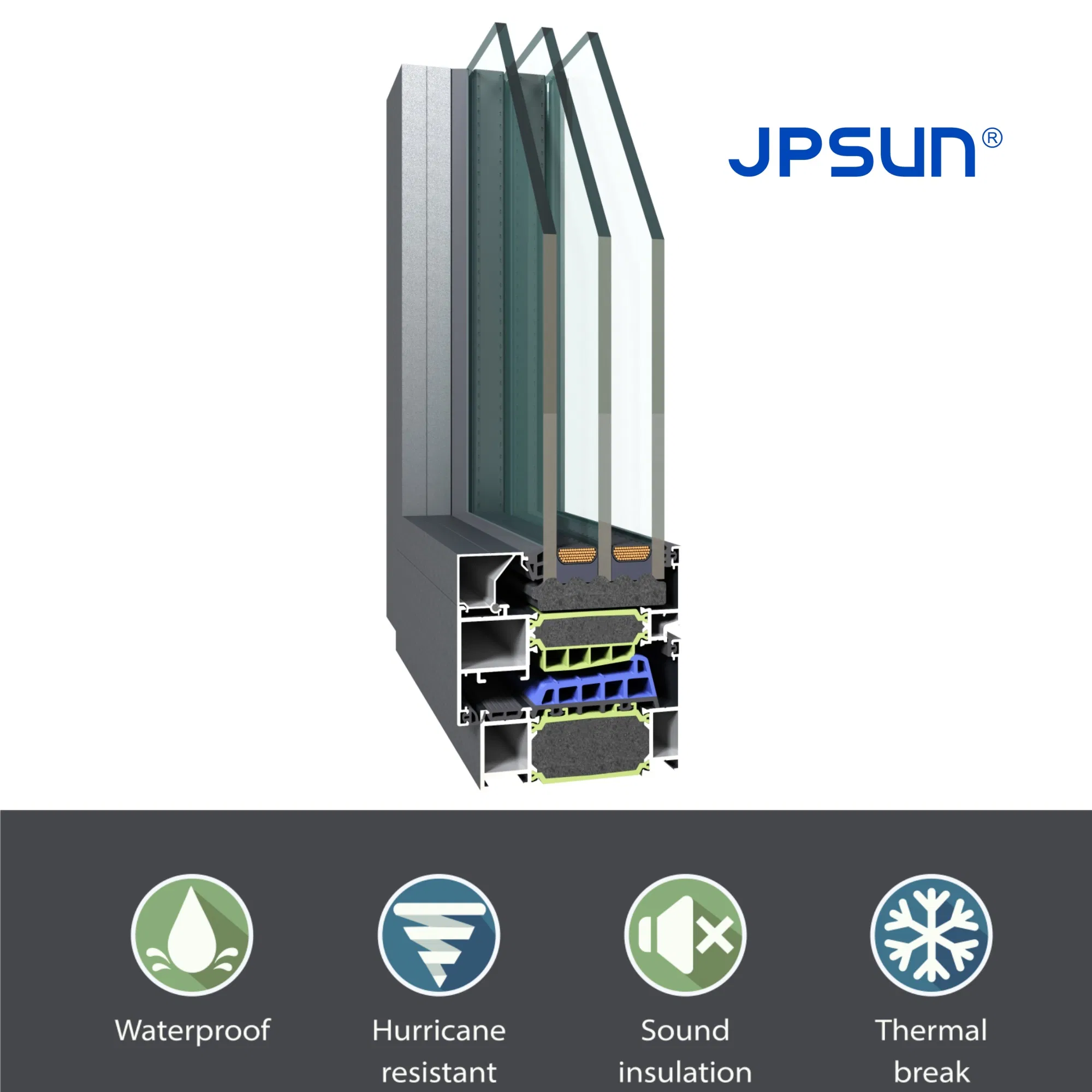 Double Glazing Aluminum Alloy Window and Door Soundproof Popular Style for House