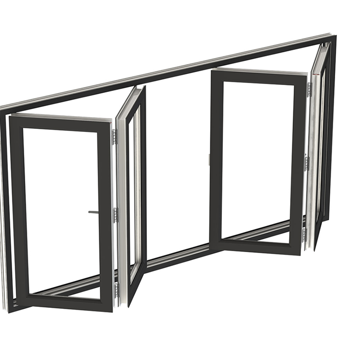 New in Windproof Standard Size Tempered Glass Folding Aluminium Bifold Window