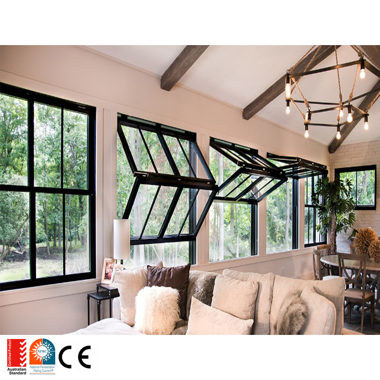 Fold up Black Aluminium Bifold Windows Double Glazed Glass Aluminum Balcony Vertical Folding Window with Inside Grill